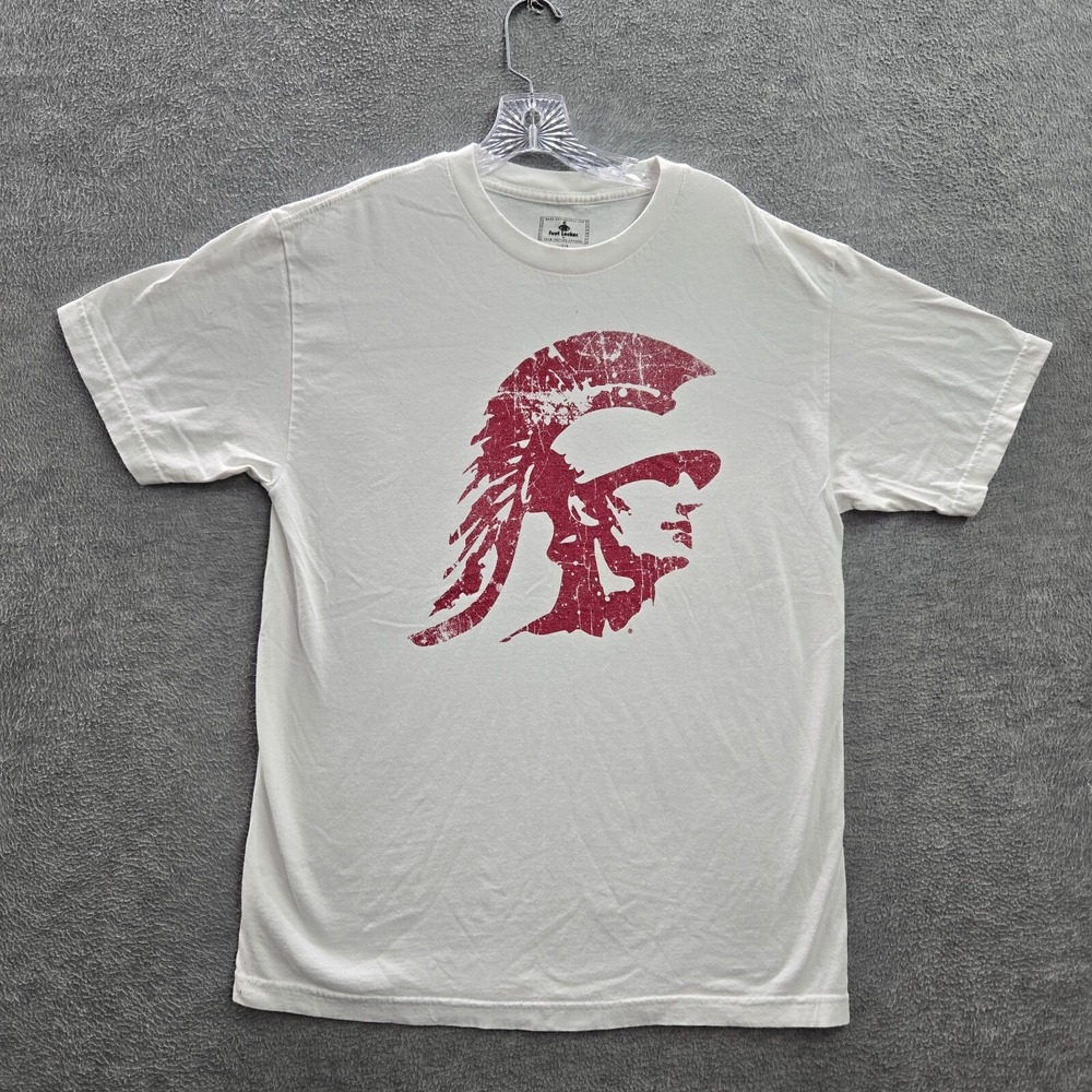 Foot Locker Men Shirt Large White Trojan Spartan Short‎ Sleeve Tee